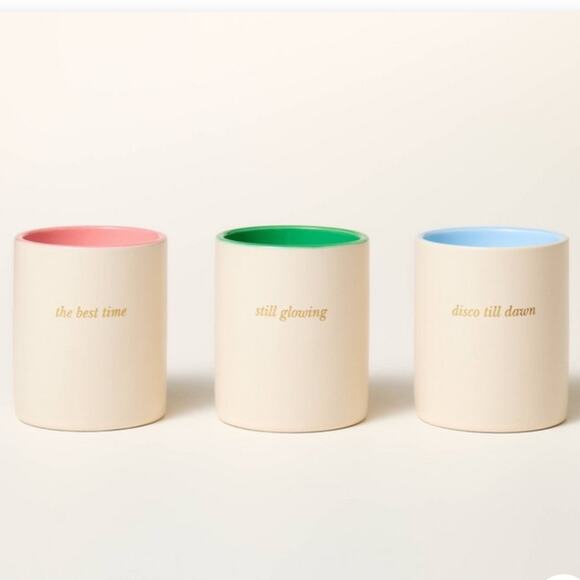 Kate Spade new york x Target 3-Count Ceramic Jar Candle Gift Set NEW gold text - Picture 1 of 10